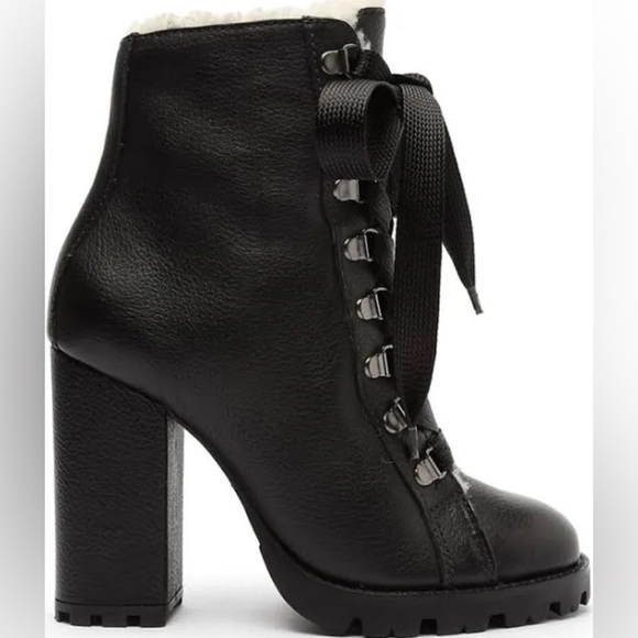 SCHUTZ | Zara Winter Ankle Heeled Boots Fur Lined Size 8.5 - Picture 1 of 15